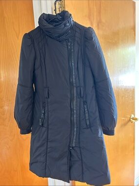 Mackage Black Long Women's Puffer Coat with High Collar